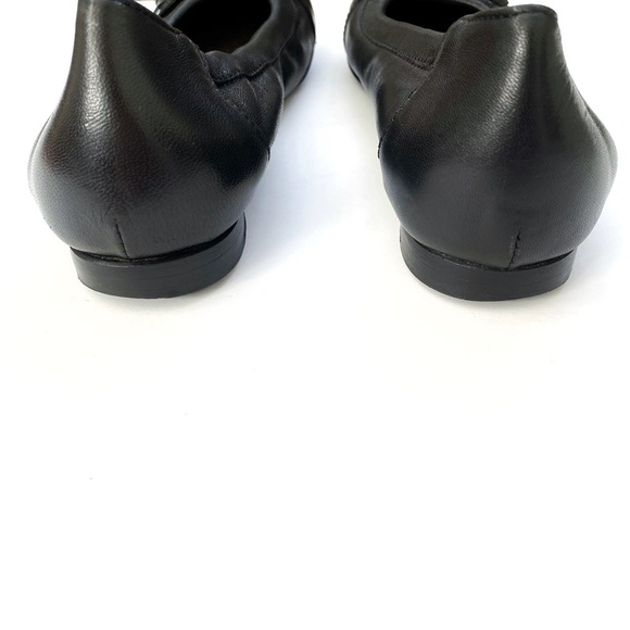 AGL Attilio Giusti Leombruni black leather patent round toe buckle ballet flats - Picture 3 of 9